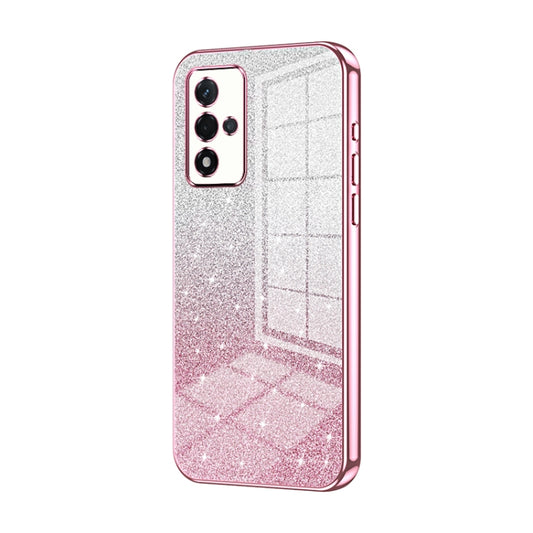 For OPPO A93s 5G Gradient Glitter Powder Electroplated Phone Case(Pink) - OPPO Cases by buy2fix | Online Shopping UK | buy2fix