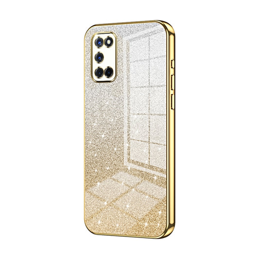 For OPPO A52 / A72 / A92 Gradient Glitter Powder Electroplated Phone Case(Gold) - OPPO Cases by buy2fix | Online Shopping UK | buy2fix