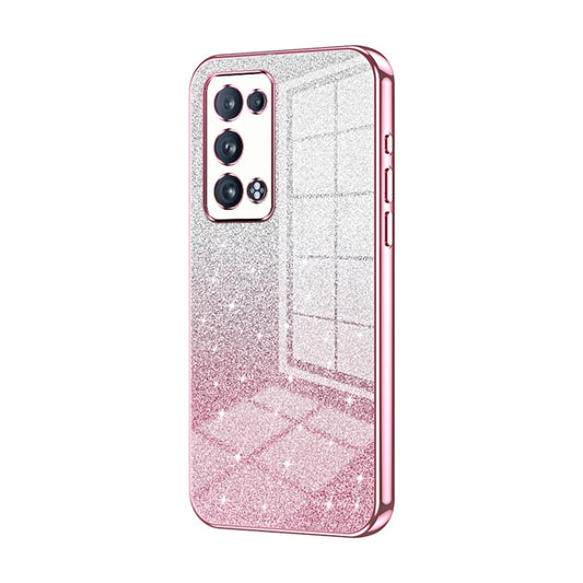 For OPPO Reno6 Pro+ Gradient Glitter Powder Electroplated Phone Case(Pink) - OPPO Cases by buy2fix | Online Shopping UK | buy2fix