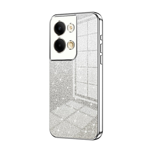 For OPPO Reno9 / Reno9 Pro Gradient Glitter Powder Electroplated Phone Case(Silver) - OPPO Cases by buy2fix | Online Shopping UK | buy2fix