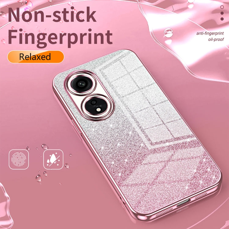 For OPPO A58 5G / A58x 5G Gradient Glitter Powder Electroplated Phone Case(Pink) - OPPO Cases by buy2fix | Online Shopping UK | buy2fix