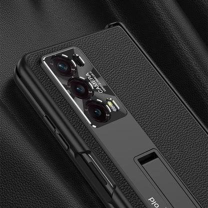 For Honor Magic V2 GKK Integrated Magnetic Hinge Flip Leather Phone Case with Holder(Black) - Honor Cases by GKK | Online Shopping UK | buy2fix