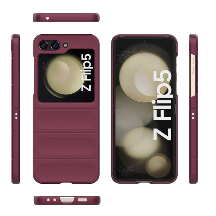 For Samsung Galaxy Z Flip5 5G Magic Shield Fold PC Shockproof Phone Case(Wine Red) - Galaxy Z Flip5 Cases by buy2fix | Online Shopping UK | buy2fix