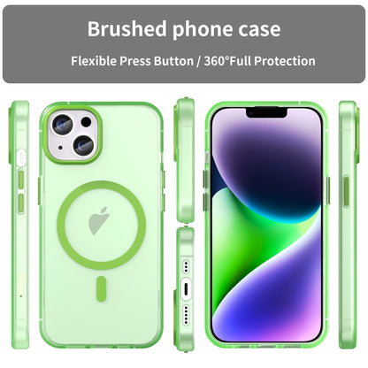 For iPhone 14 MagSafe Frosted Translucent TPU + PC Full Coverage Phone Case(Green) - iPhone 14 Cases by buy2fix | Online Shopping UK | buy2fix
