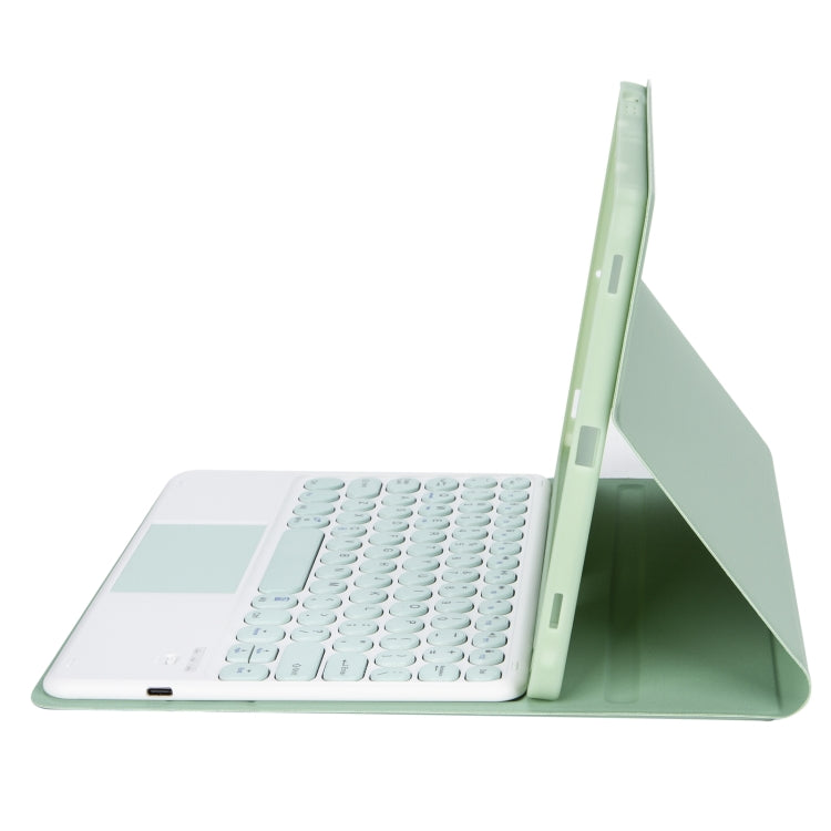 For Samsung Galaxy Tab S9 FE Candy Color TPU Round Keycap Touch Bluetooth Keyboard Leather Case(Light Green) - Samsung Keyboard by buy2fix | Online Shopping UK | buy2fix