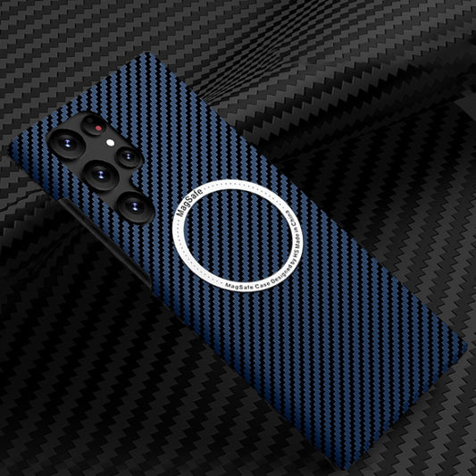 For Samsung Galaxy S25 Ultra 5G Carbon Fiber Texture MagSafe Magnetic Phone Case(Blue) - Galaxy S25 Ultra 5G Cases by buy2fix | Online Shopping UK | buy2fix