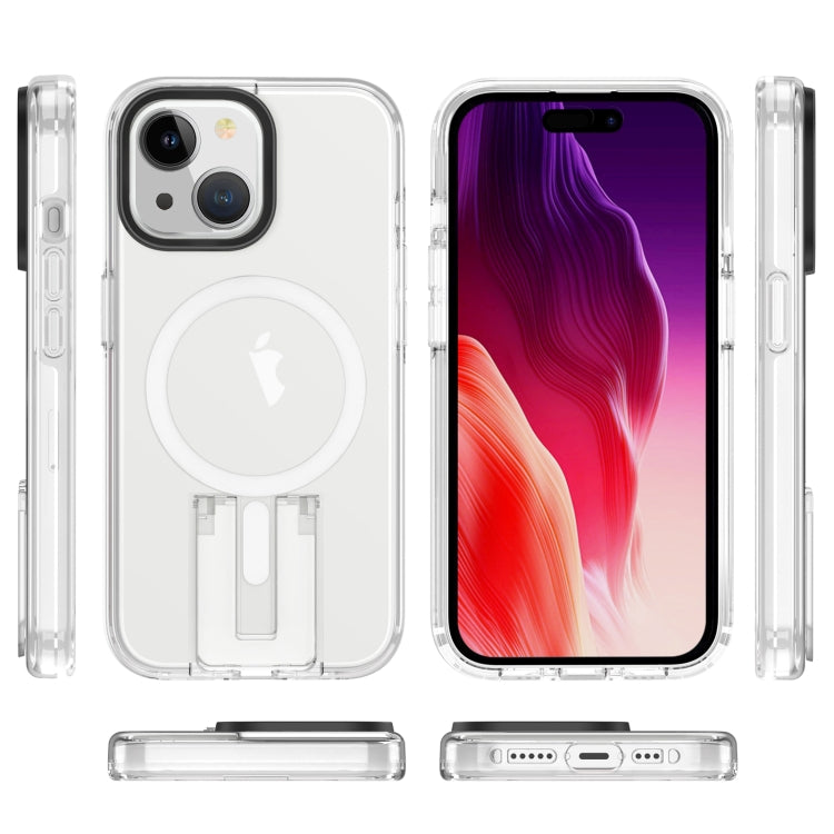 For iPhone 15 Plus Shockproof Terminator MagSafe Phone Case with Holder(Transparent) - iPhone 15 Plus Cases by buy2fix | Online Shopping UK | buy2fix