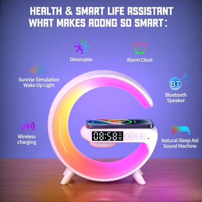 G69 G Shape Smart Bluetooth Speaker Support Wireless Charger & Alarm Clock & Wake-up Light, Without APP(White) - Desktop Speaker by buy2fix | Online Shopping UK | buy2fix