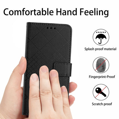 For OnePlus 12 5G Global Rhombic Grid Texture Leather Phone Case(Black) - OnePlus Cases by buy2fix | Online Shopping UK | buy2fix