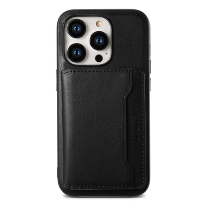 For iPhone 15 Denior Cowhide Texture Leather MagSafe Detachable Wallet Phone Case(Black) - iPhone 15 Cases by Denior | Online Shopping UK | buy2fix