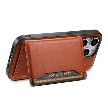 For iPhone 14 Pro Denior Cowhide Texture Leather MagSafe Detachable Wallet Phone Case(Brown) - iPhone 14 Pro Cases by Denior | Online Shopping UK | buy2fix