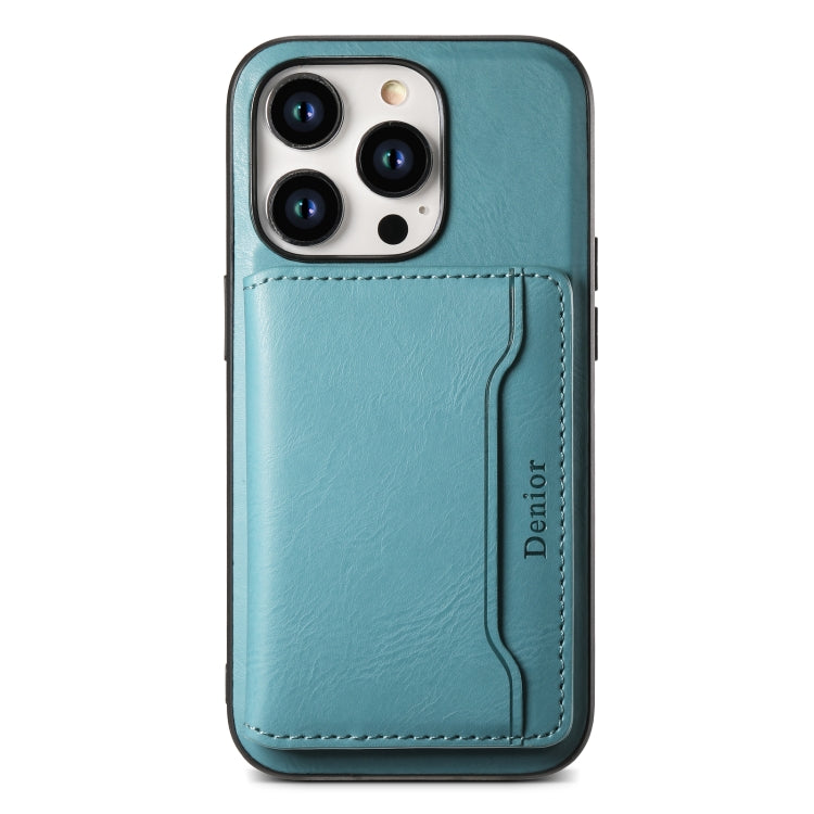 For iPhone 12 Pro Denior Cowhide Texture Leather MagSafe Detachable Wallet Phone Case(Blue) - iPhone 12 / 12 Pro Cases by Denior | Online Shopping UK | buy2fix