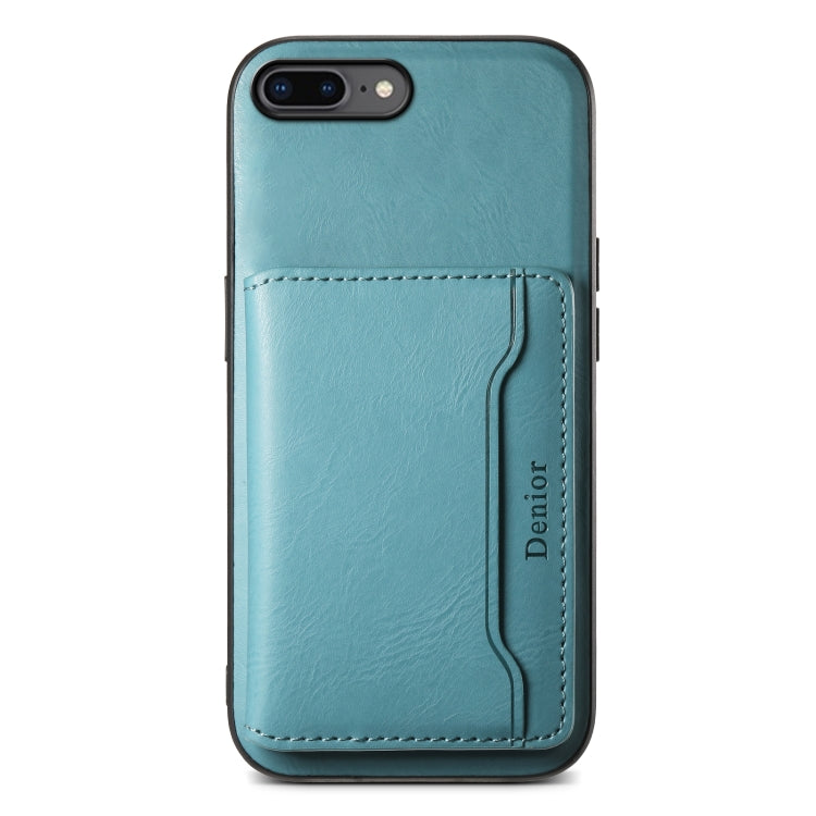 For iPhone 8 Plus/7 Plus Denior Cowhide Texture Leather MagSafe Detachable Wallet Phone Case(Blue) - More iPhone Cases by Denior | Online Shopping UK | buy2fix