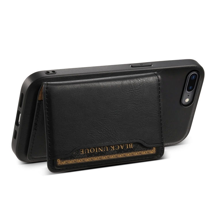 For iPhone 8 Plus/7 Plus Denior Cowhide Texture Leather MagSafe Detachable Wallet Phone Case(Black) - More iPhone Cases by Denior | Online Shopping UK | buy2fix