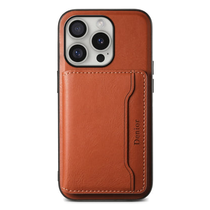 For iPhone 16 Pro Max Denior Cowhide Texture Leather MagSafe Detachable Wallet Phone Case(Brown) - iPhone 16 Pro Max Cases by Denior | Online Shopping UK | buy2fix