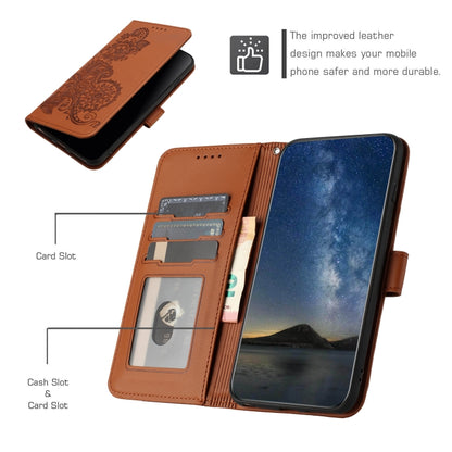 For Xiaomi Redmi K70 Datura Flower Embossed Flip Leather Phone Case(Brown) - K70 Cases by buy2fix | Online Shopping UK | buy2fix