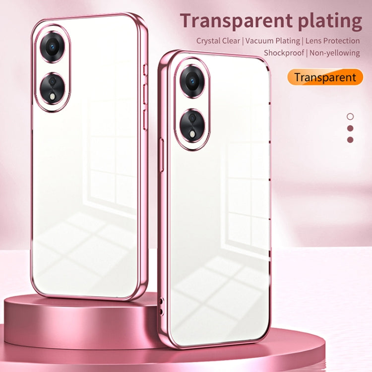 For OPPO A58 5G / A58x 5G Transparent Plating Fine Hole Phone Case(Gold) - OPPO Cases by buy2fix | Online Shopping UK | buy2fix