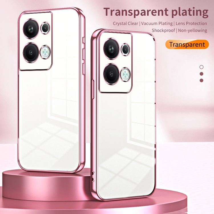 For OPPO Reno9 Pro+ Transparent Plating Fine Hole Phone Case(Silver) - OPPO Cases by buy2fix | Online Shopping UK | buy2fix