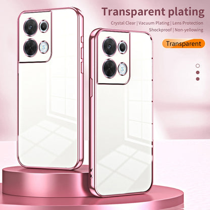 For OPPO Reno8 Transparent Plating Fine Hole Phone Case(Pink) - OPPO Cases by buy2fix | Online Shopping UK | buy2fix