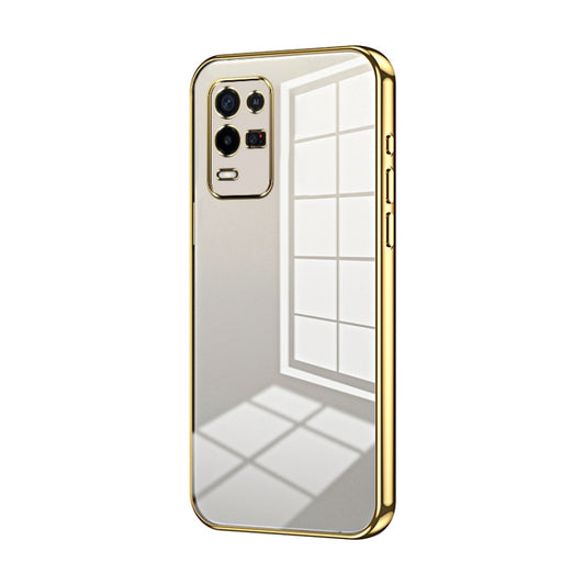 For OPPO K9x Transparent Plating Fine Hole Phone Case(Gold) - OPPO Cases by buy2fix | Online Shopping UK | buy2fix