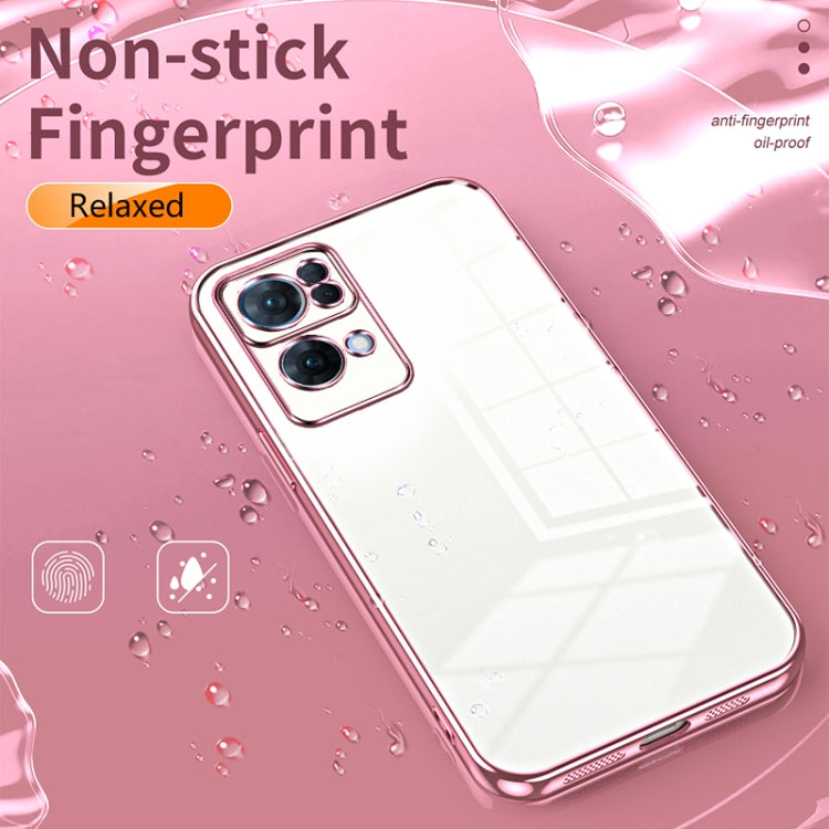 For OPPO Reno7 Pro Transparent Plating Fine Hole Phone Case(Pink) - OPPO Cases by buy2fix | Online Shopping UK | buy2fix