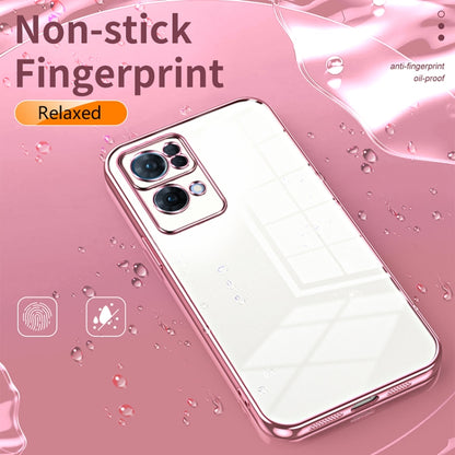 For OPPO Reno7 Pro Transparent Plating Fine Hole Phone Case(Pink) - OPPO Cases by buy2fix | Online Shopping UK | buy2fix