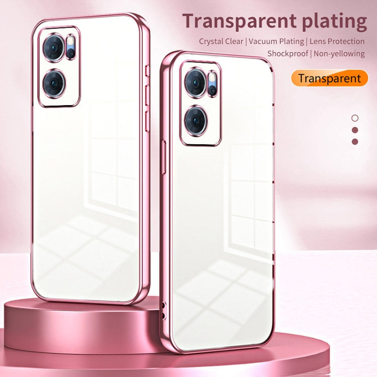 For OPPO Reno7 5G Transparent Plating Fine Hole Phone Case(Blue) - OPPO Cases by buy2fix | Online Shopping UK | buy2fix