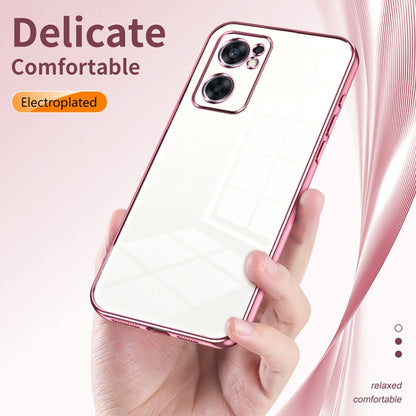 For OPPO Reno7 SE Transparent Plating Fine Hole Phone Case(Gold) - OPPO Cases by buy2fix | Online Shopping UK | buy2fix