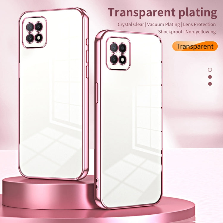 For OPPO A72 5G / A73 5G Transparent Plating Fine Hole Phone Case(Purple) - OPPO Cases by buy2fix | Online Shopping UK | buy2fix