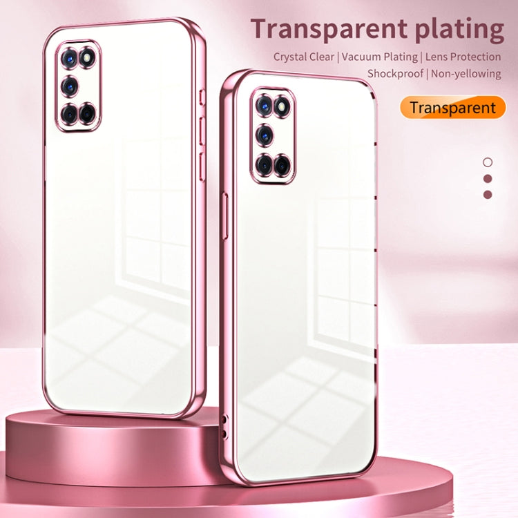 For OPPO A52 / A72 / A92 Transparent Plating Fine Hole Phone Case(Gold) - OPPO Cases by buy2fix | Online Shopping UK | buy2fix