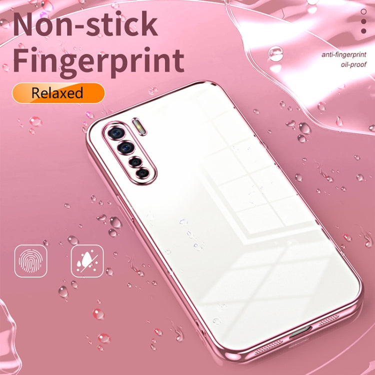 For OPPO Reno3 4G / F15 / A91 Transparent Plating Fine Hole Phone Case(Green) - OPPO Cases by buy2fix | Online Shopping UK | buy2fix