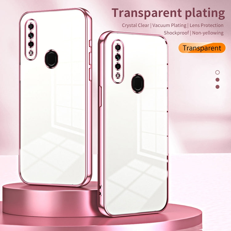 For OPPO A8 / A31 2020 Transparent Plating Fine Hole Phone Case(Blue) - OPPO Cases by buy2fix | Online Shopping UK | buy2fix