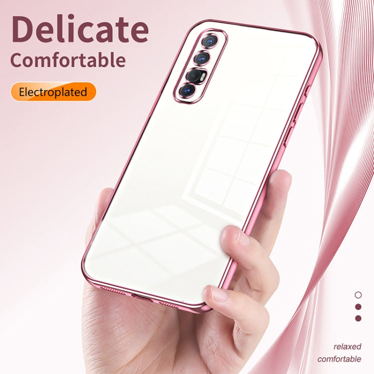 For OPPO Reno3 Pro Transparent Plating Fine Hole Phone Case(Purple) - OPPO Cases by buy2fix | Online Shopping UK | buy2fix