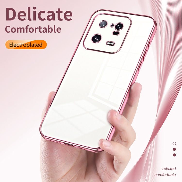 For Xiaomi 13 Pro Transparent Plating Fine Hole Phone Case(Pink) - 13 Pro Cases by buy2fix | Online Shopping UK | buy2fix