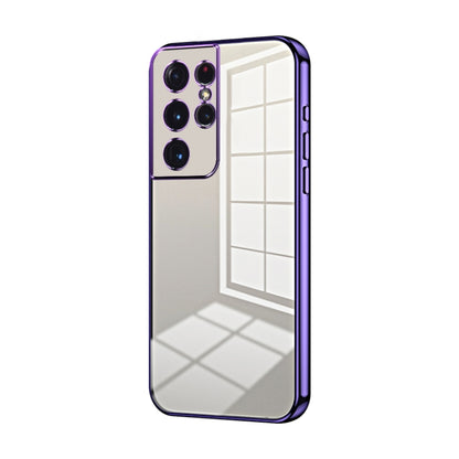 For Samsung Galaxy S21 Ultra 5G Transparent Plating Fine Hole Phone Case(Purple) - Galaxy S21 Ultra 5G Cases by buy2fix | Online Shopping UK | buy2fix