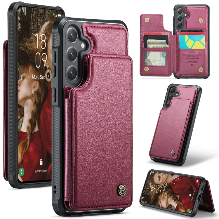 For Samsung Galaxy S24+ 5G CaseMe C22 PC+TPU Business Style RFID Anti-theft Leather Phone Case(Wine Red) - Galaxy S24+ 5G Cases by CaseMe | Online Shopping UK | buy2fix