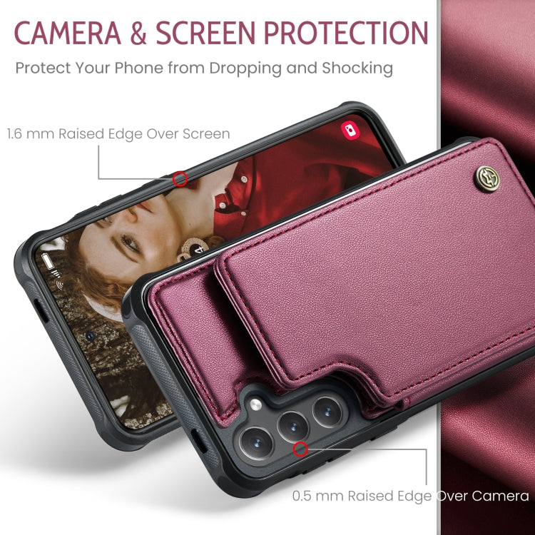 For Samsung Galaxy S24+ 5G CaseMe C22 PC+TPU Business Style RFID Anti-theft Leather Phone Case(Wine Red) - Galaxy S24+ 5G Cases by CaseMe | Online Shopping UK | buy2fix