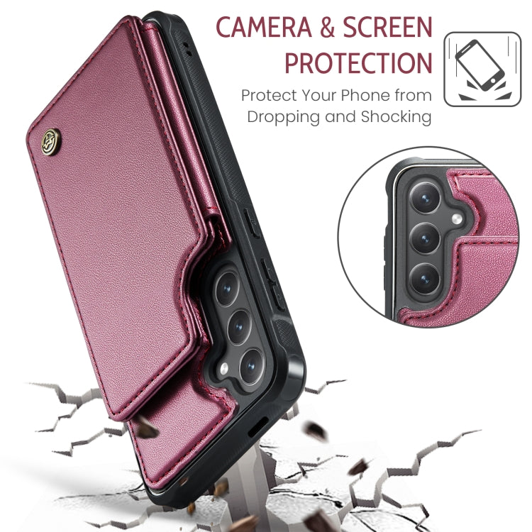 For Samsung Galaxy S24+ 5G CaseMe C22 PC+TPU Business Style RFID Anti-theft Leather Phone Case(Wine Red) - Galaxy S24+ 5G Cases by CaseMe | Online Shopping UK | buy2fix