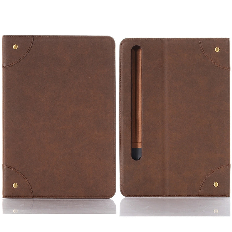 For Samsung Galaxy Tab S9 FE Retro Book Leather Tablet Case(Dark Brown) - Galaxy Tab S9 FE by buy2fix | Online Shopping UK | buy2fix