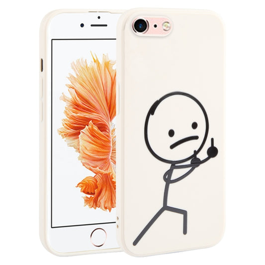 For iPhone 6s / 6 Stickman Pattern Liquid Silicone Phone Case(White) - More iPhone Cases by buy2fix | Online Shopping UK | buy2fix