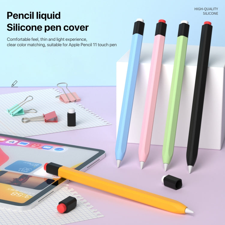 For Apple Pencil 1 Retro Pencil Style Liquid Silicone Stylus Case(Orange) - Pencil Accessories by buy2fix | Online Shopping UK | buy2fix