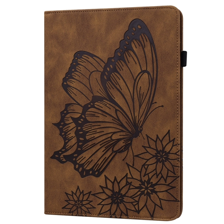 For iPad Pro 11 2024 Big Butterfly Embossed Leather Tablet Case(Brown) - iPad Pro 11 2024 Cases by buy2fix | Online Shopping UK | buy2fix