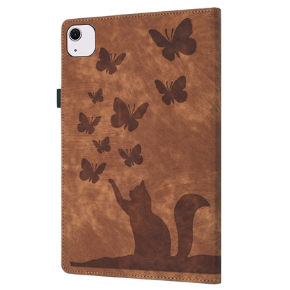 For iPad Air 11 2024 / Pro 11 2021 / 2020 Butterfly Cat Embossing Leather Tablet Case(Brown) - iPad Air 11 2024 Cases by buy2fix | Online Shopping UK | buy2fix