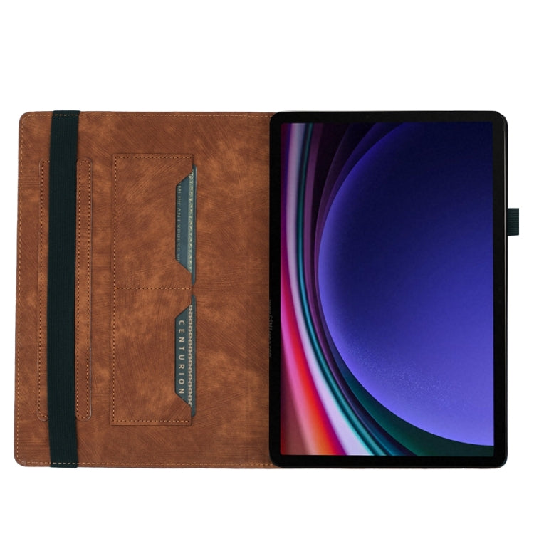 For Samsung Galaxy Tab S9 Ultra / S8 Ultra Butterfly Cat Embossing Leather Tablet Case(Brown) - Galaxy Tab S9 Ultra Cases by buy2fix | Online Shopping UK | buy2fix