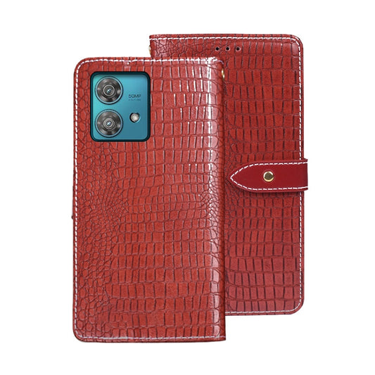 For Motorola Edge 40 Neo idewei Crocodile Texture Leather Phone Case(Red) - Motorola Cases by idewei | Online Shopping UK | buy2fix