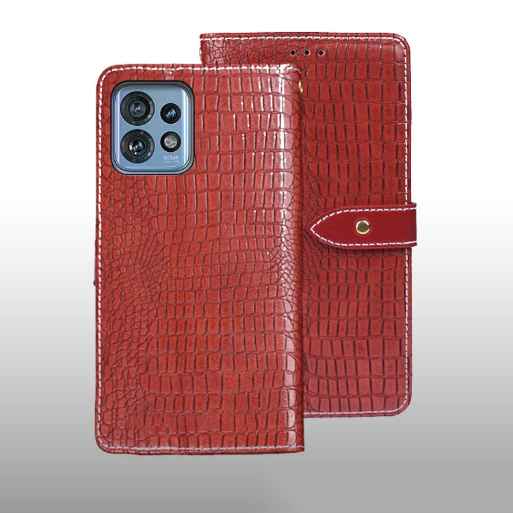 For Motorola Edge 40 Pro 5G idewei Crocodile Texture Leather Phone Case(Red) - Motorola Cases by idewei | Online Shopping UK | buy2fix