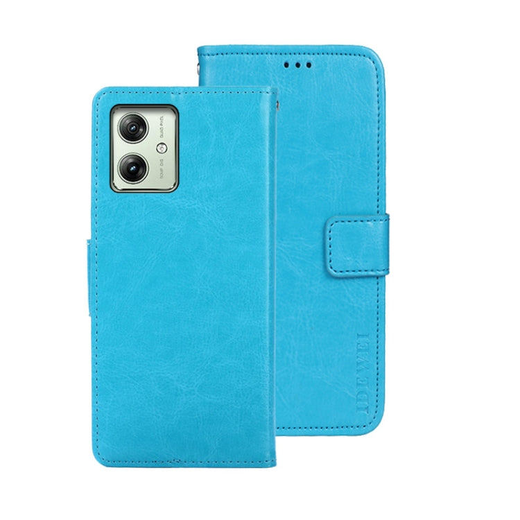 For Motorola Moto G54 5G EU idewei Crazy Horse Texture Leather Phone Case(Sky Blue) - Motorola Cases by idewei | Online Shopping UK | buy2fix