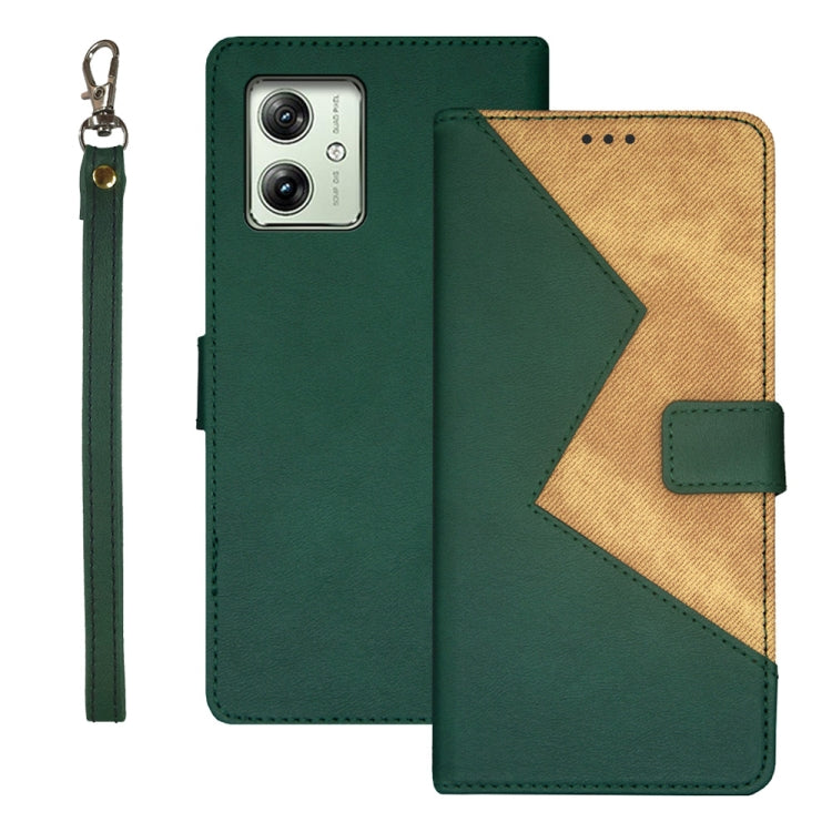 For Motorola Moto G54 5G EU Version idewei Two-color Splicing Leather Phone Case(Green) - Motorola Cases by idewei | Online Shopping UK | buy2fix