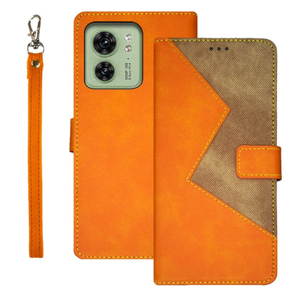 For Motorola Edge 40 5G idewei Two-color Splicing Leather Phone Case(Orange) - Motorola Cases by idewei | Online Shopping UK | buy2fix