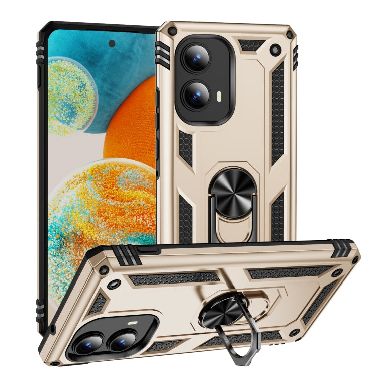 For Motorola Edge 2024 Shockproof TPU + PC Phone Case with Holder(Gold) - Motorola Cases by buy2fix | Online Shopping UK | buy2fix